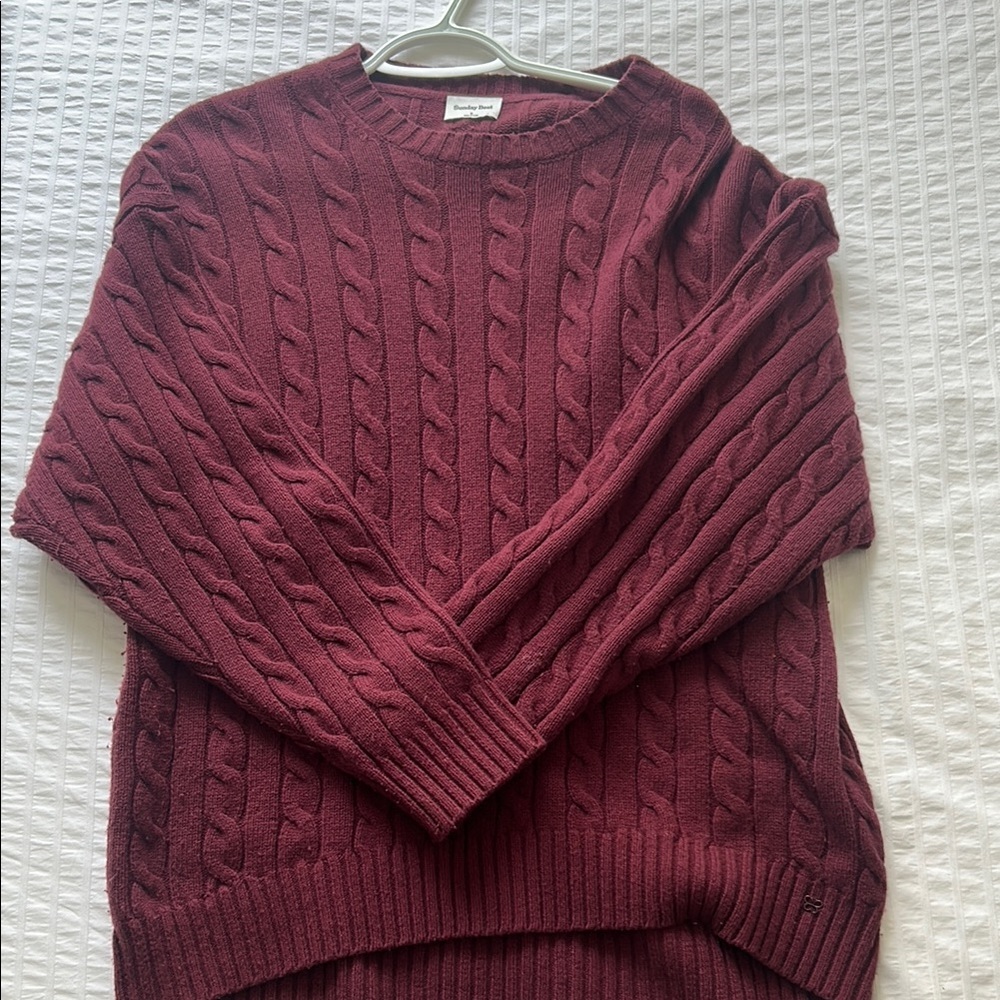 Sunday Best Peggy Cable Knit Burgundy Sweater